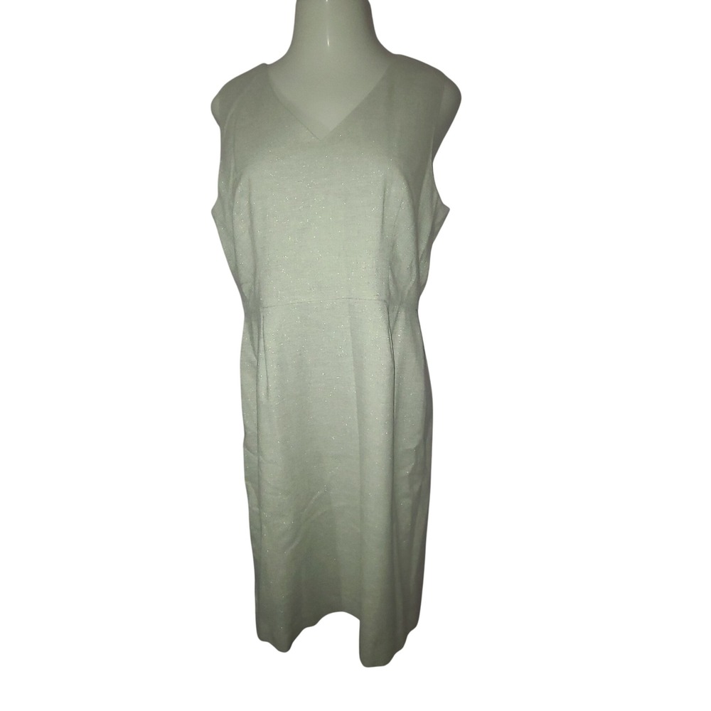 Banana Republic Sleeveless Wool Blend Shift Dress Womens 14 Gray Herringbone